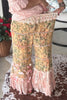 Boho Floral Lace Pants Elastic Waist - 100% Cotton
