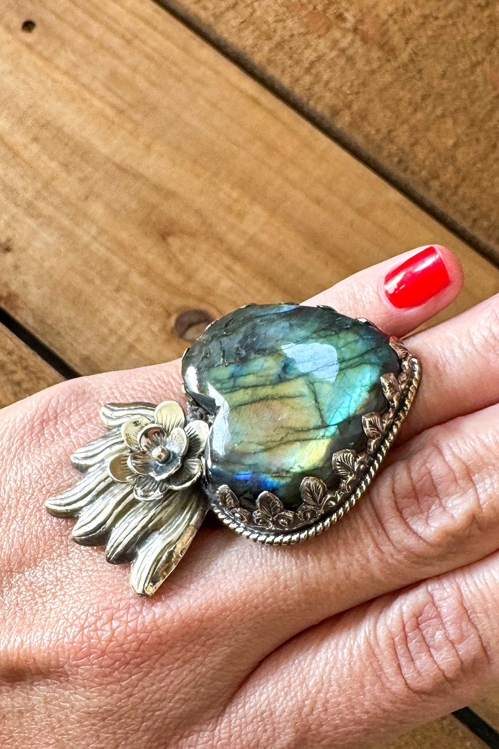 Way to My Heart Ring -  Labradorite - Adjustable Ring