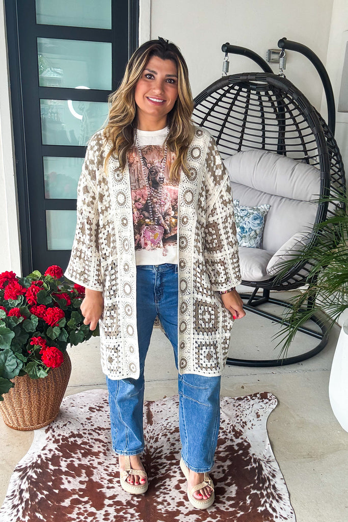 Beautifully Balanced Crochet Cardigan - Mocha