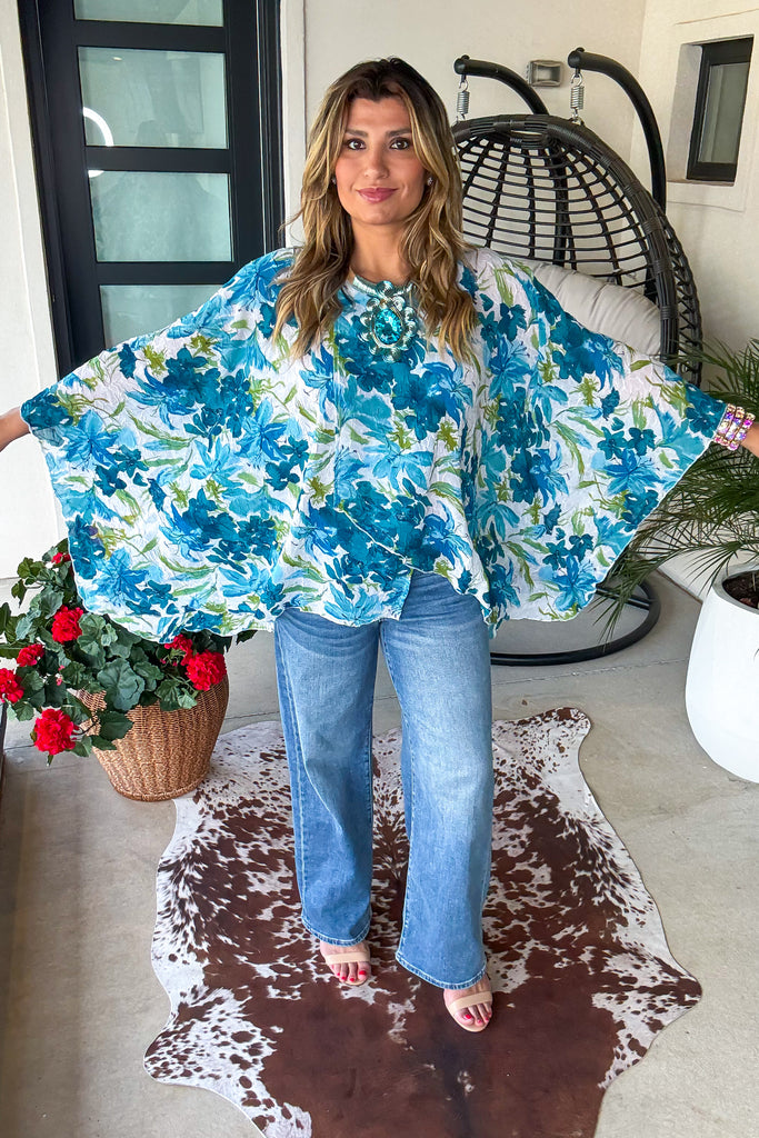Blossom Jubilee Oversized Tunic - Blue 