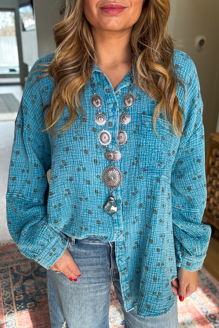 Daisy Dreams Tunic - Blue - 100% Cotton
