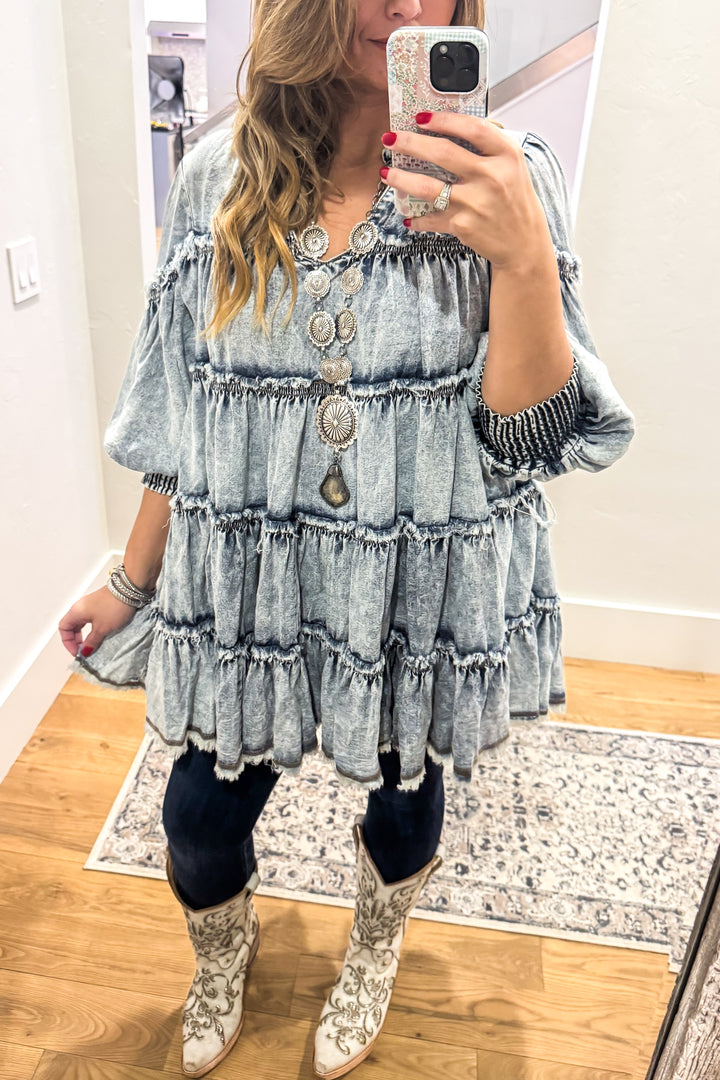 PRE ORDER: Stone Washed And Ready Tunic/Dress - Denim Dress