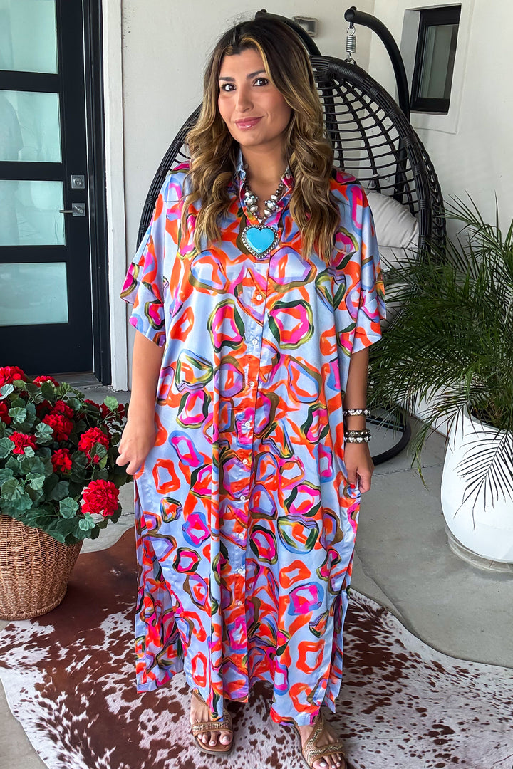 Satin Lavender Glow Button Down Dress - Lavender