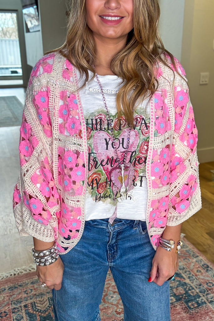 Quietly Beautiful Crochet Cardigan - Pink