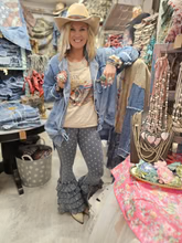 We the People Oversized Denim Shirt - Rhinestones - 100% Cotton