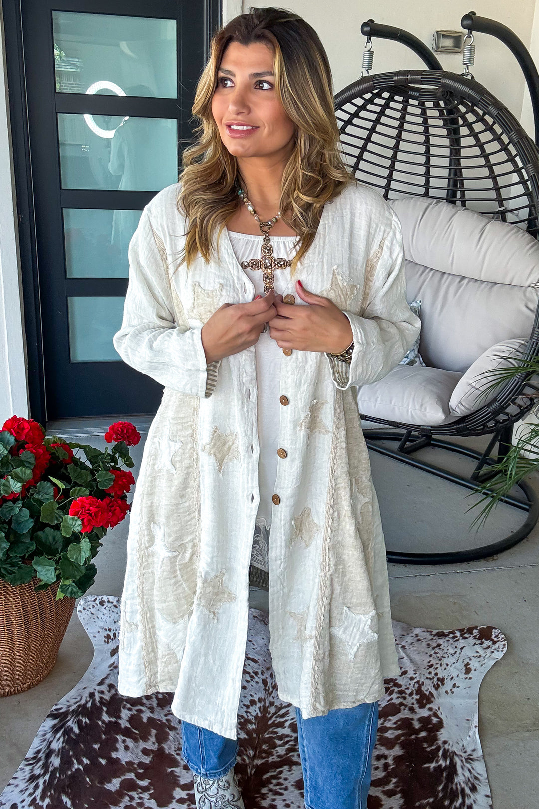 Relaxed Linen Button Up Cardigan - 100% Linen 