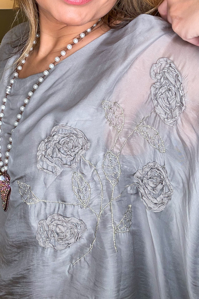 Oyster Silk Blend Stretch Top – Made in Italy