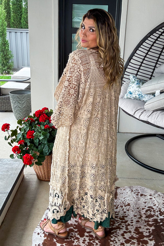 PRE ORDER: Whispering Lace Crochet Duster - 100% COTTON - MADE IN USA