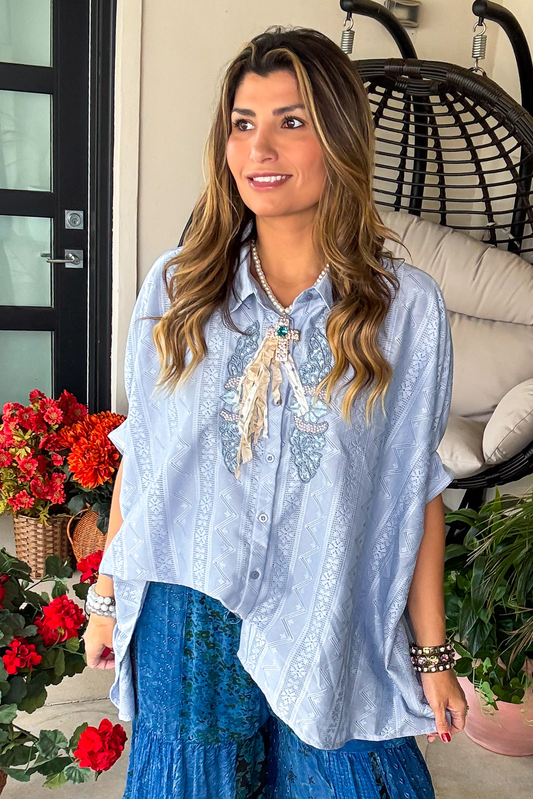 Majestic Blue Opal Tunic Oversized