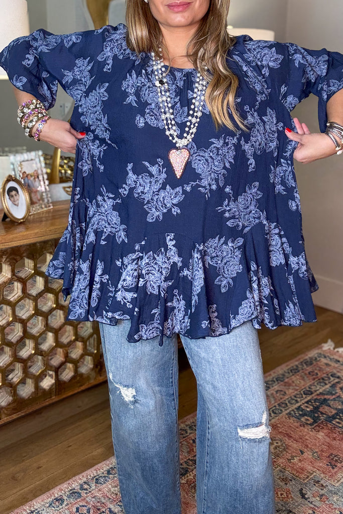 Your Love Awakens Me Tunic - Navy