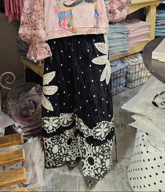 Crochet Flowers and Black Velvet Pantaloons
