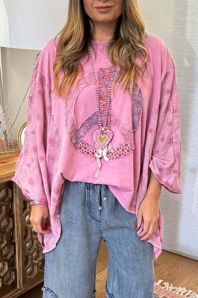 Peace, Love & Harmony Tunic - 100% Cotton -  Rose