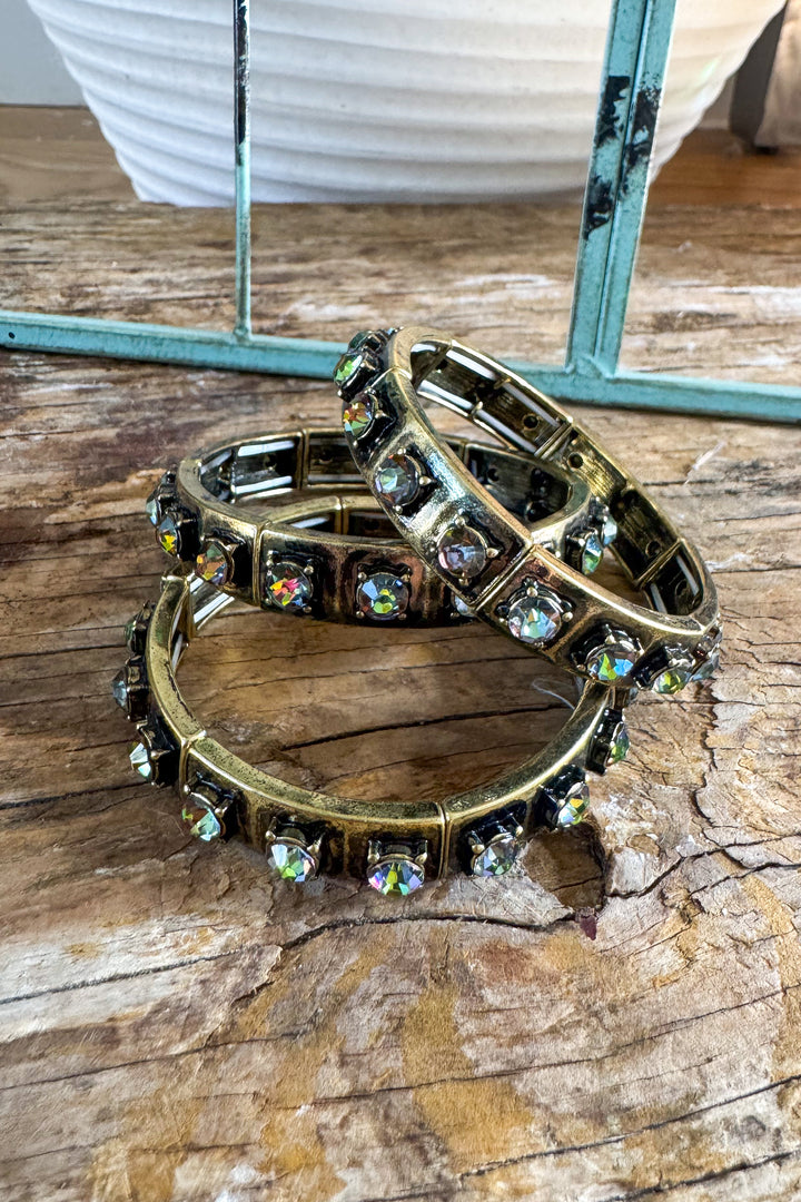 Midnight Ember Stretch Bracelet - Gold
