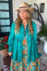 Botanical Breeze Maxi Dress - Teal
