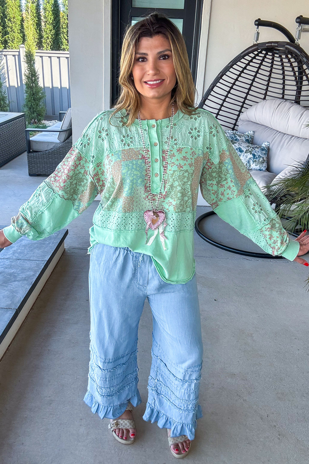 Atlantis Charm Top - 100% Cotton - Green - SALE