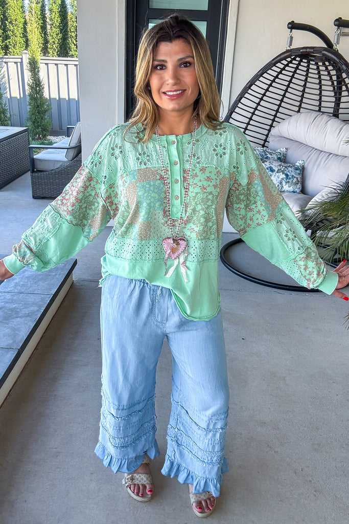 Atlantis Charm Top - 100% Cotton - Green