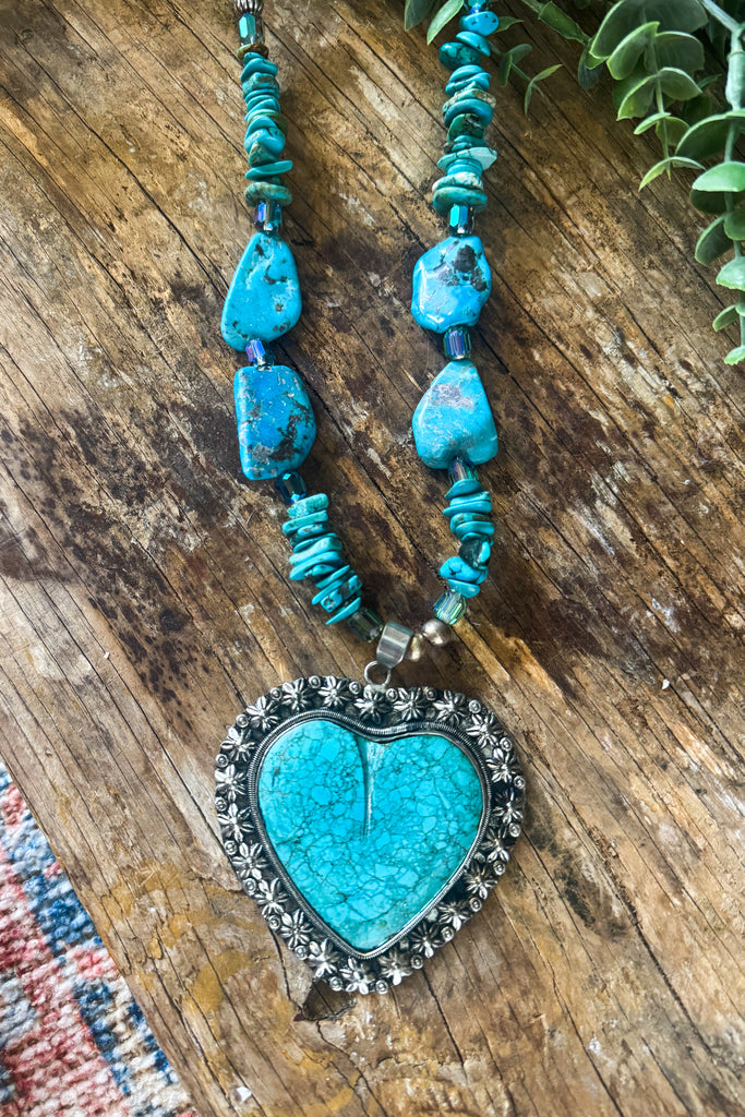 Desert Soul Turquoise Statement Necklace - Silver Plated Overlay