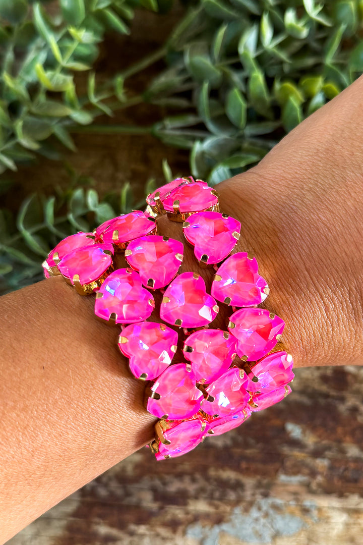 BUBBLEGUM Pink Heart Stretch Bracelet (EACH SOLD SEPARATELY)