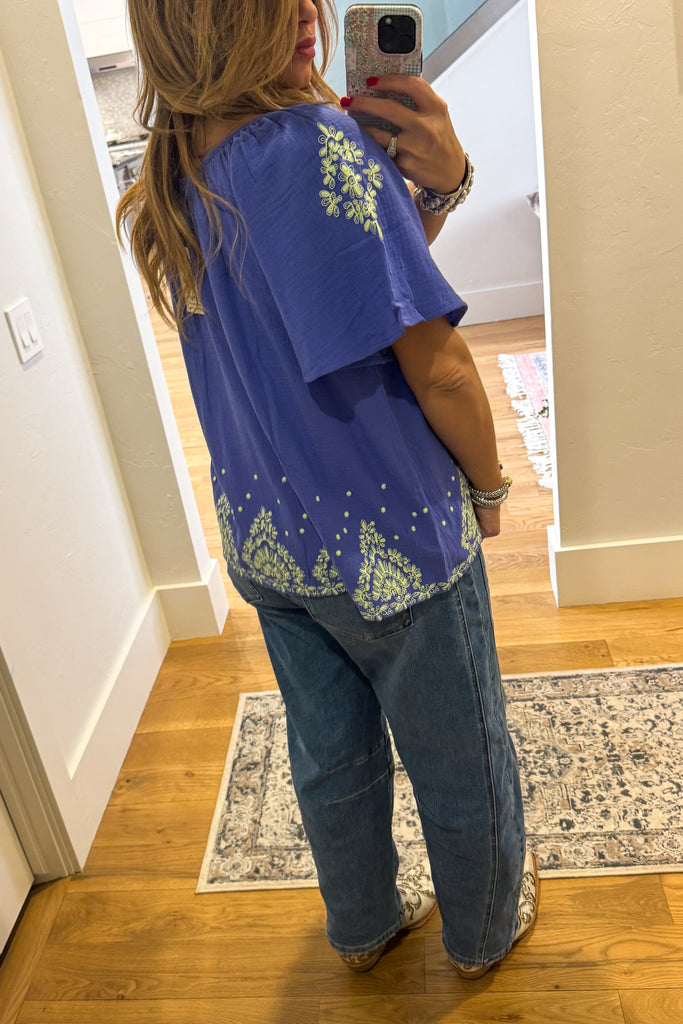 Morning Glow Top - 100% Cotton - Blue