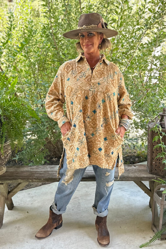 PRE ORDER: Golden Mesa Handmade Embroidered Tunic - 100% Cotton