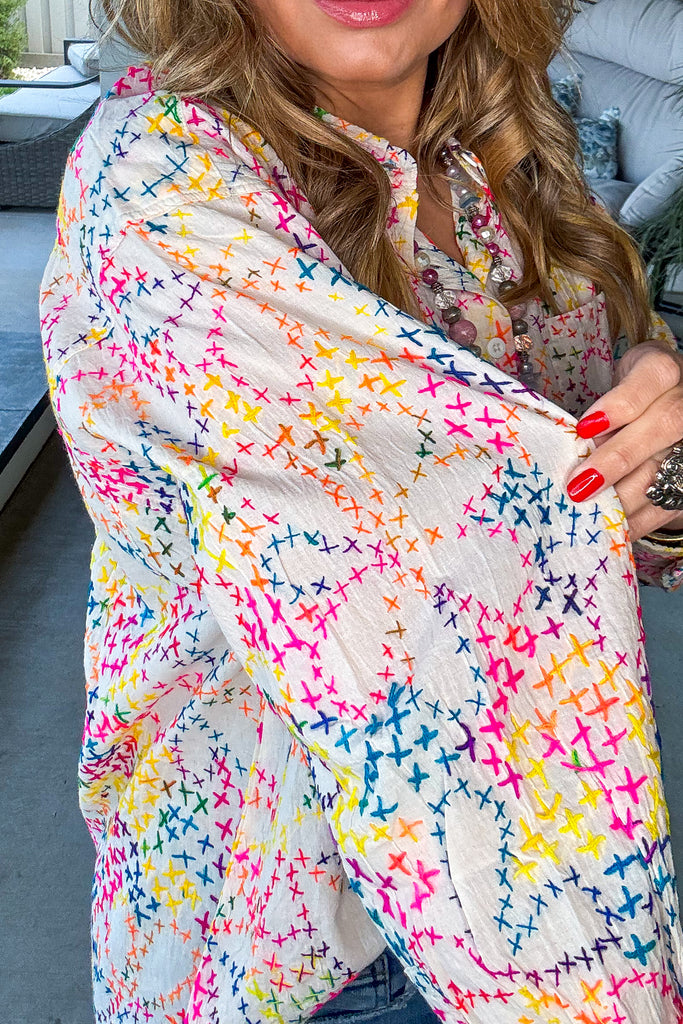 HANDMADE - Hand Stitched - Wildbloom Button Up Top - 100% Cotton