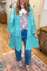 Gracefully Polished Crochet Cardigan - Aqua Teal