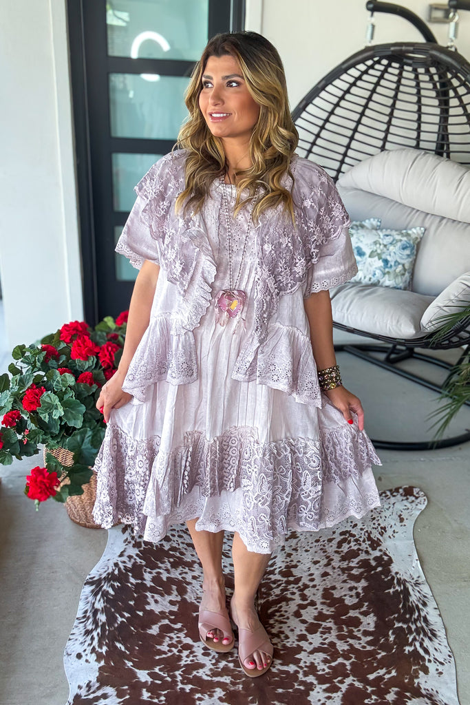 Lavender Skies Dress - 100% Cotton - Lilac