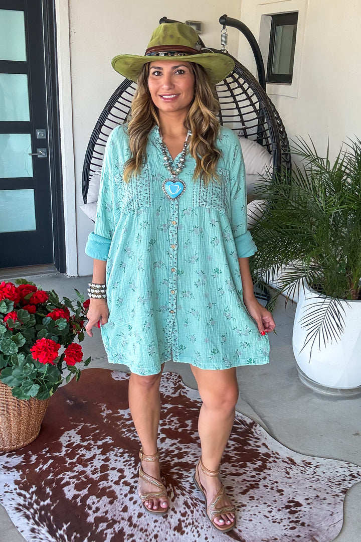 Atlantis Garden Dress - 100% Cotton - Green