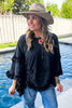 Midnight Ruffles Cinch Top - 100% Cotton  - Black