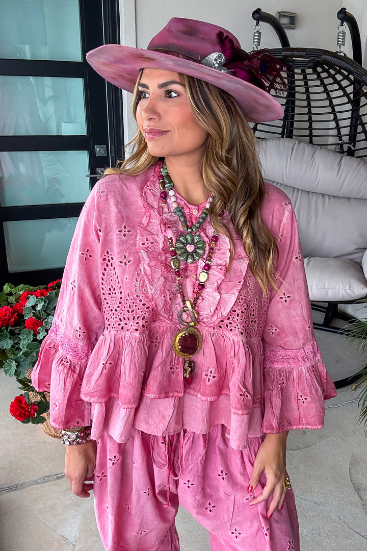 Heirloom Eyelet Top - Petal Pink - House of Jaded Gypsy Exclusive