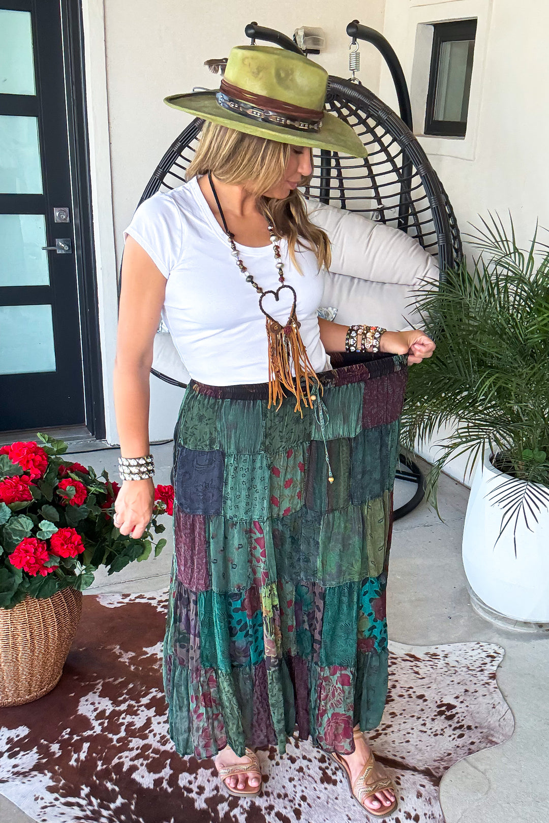 Dreaming Of Tomorrow Elastic Waist Maxi Skirt - Basil