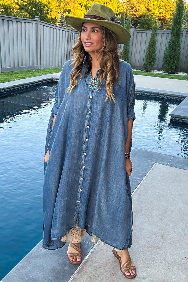 Morning Meadow Oversized Dress - Chambray