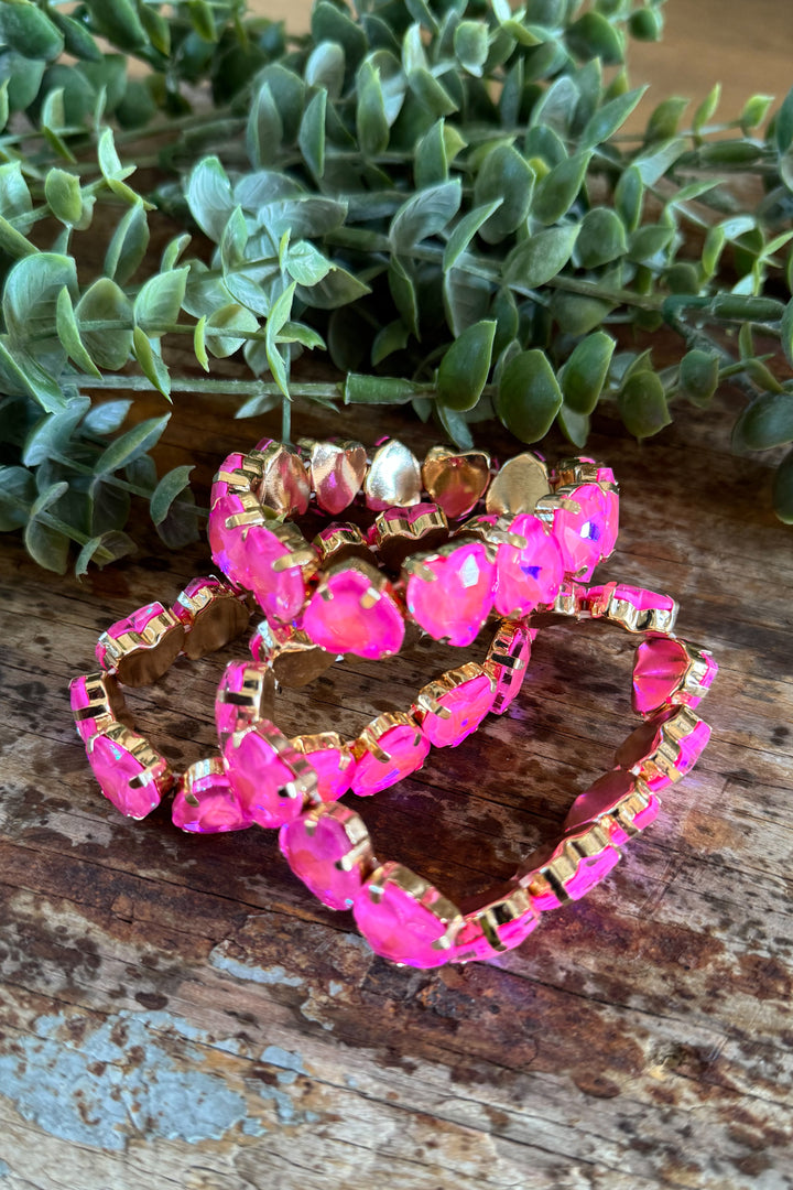 BUBBLEGUM Pink Heart Stretch Bracelet (EACH SOLD SEPARATELY)