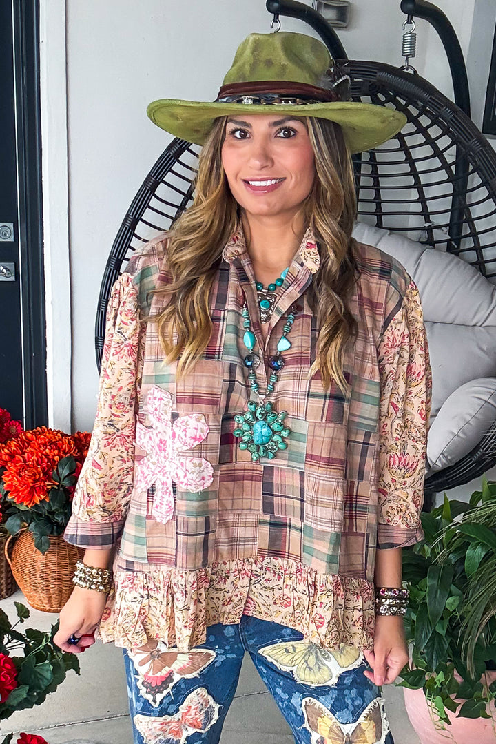 PRE ORDER: Around the Meadow Top - Tan - 100% Cotton