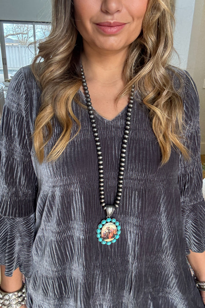 Straight To Town Velvet Tunic - Dark Gray