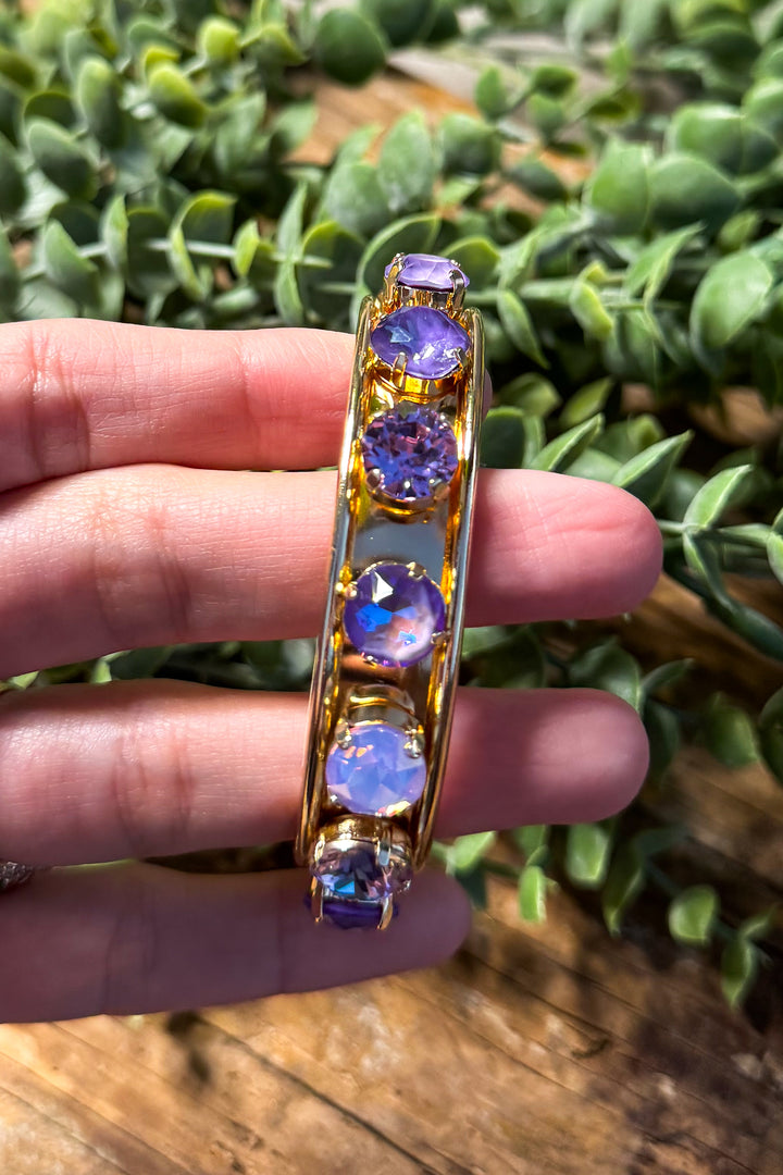 WAFA - Austrian Crystal Gold Plated Bracelet Mini Cuff - Lilac