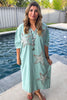 Starlit Meadow Maxi Dress - 100% Cotton - Sage