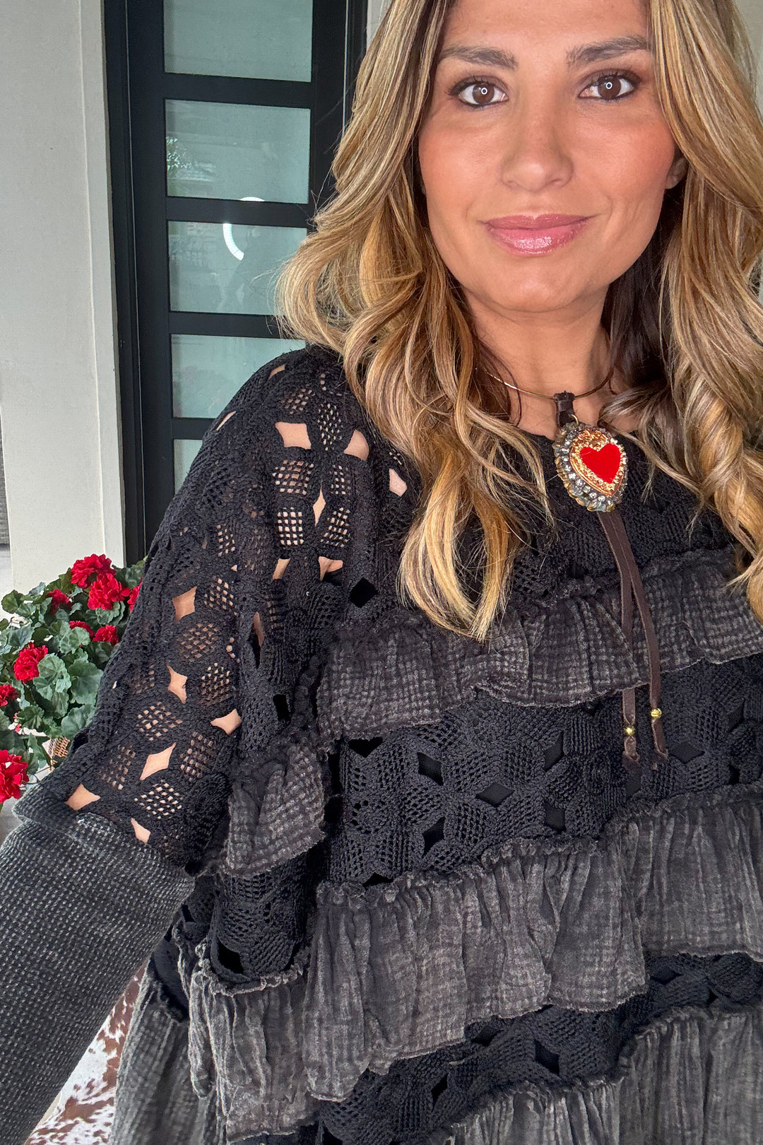 Gypsy Breeze Sheer Oversized Top - Black
