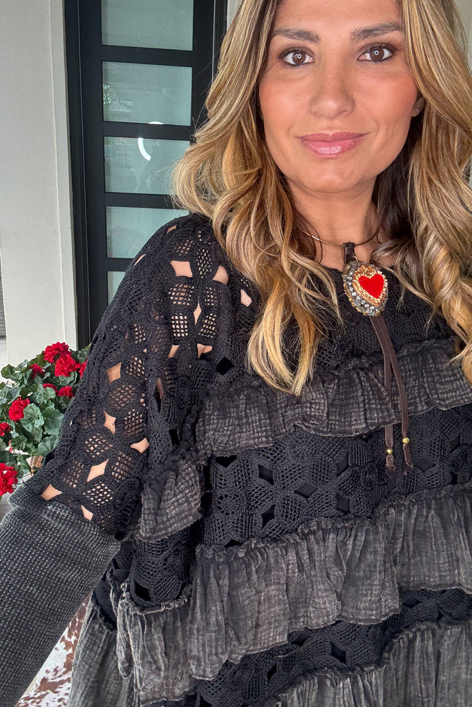 Gypsy Breeze Sheer Oversized Top - Black