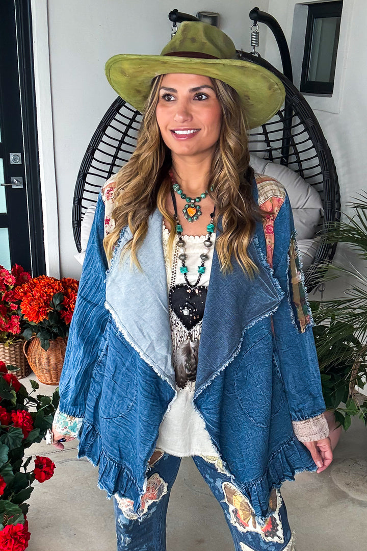 Quilted With Love Denim Cardigan - 100% COTTON