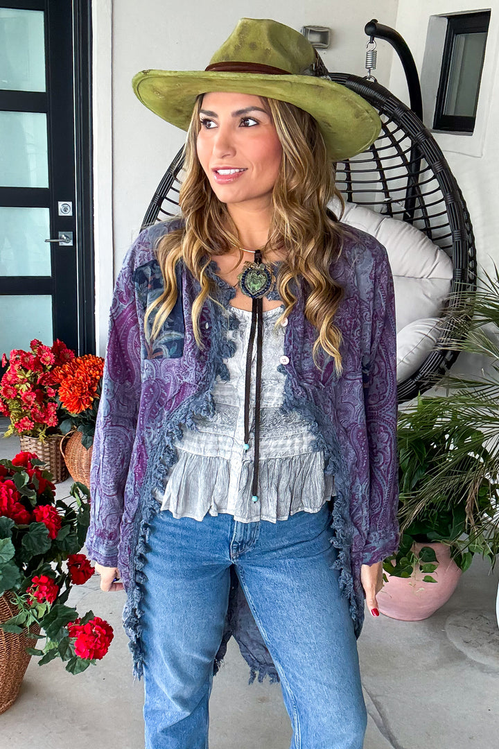 Moon Shade Tuxedo Jacket - 100% Cotton - Plum