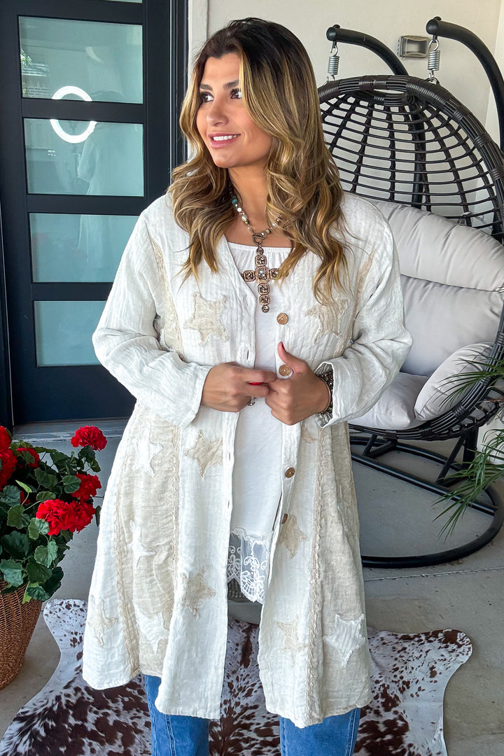 Relaxed Linen Button Up Cardigan - 100% Linen 
