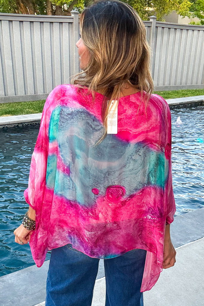 Moment Of Enchantment Silk Stretch Top – Made in Italy - Italian Silk - Pink