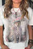 Top Hat Bling Rhinestone Cheetah Shirt - 100% Cotton