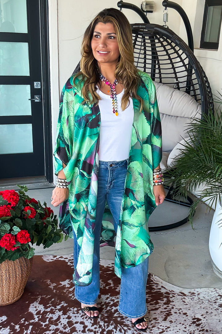 Rainforest Romance Kimono - Green