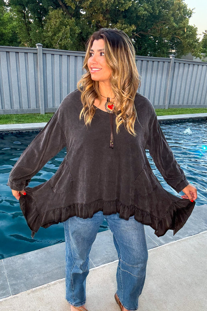 Midnight Fade Tunic - 100% Cotton - Made In Italy -Black