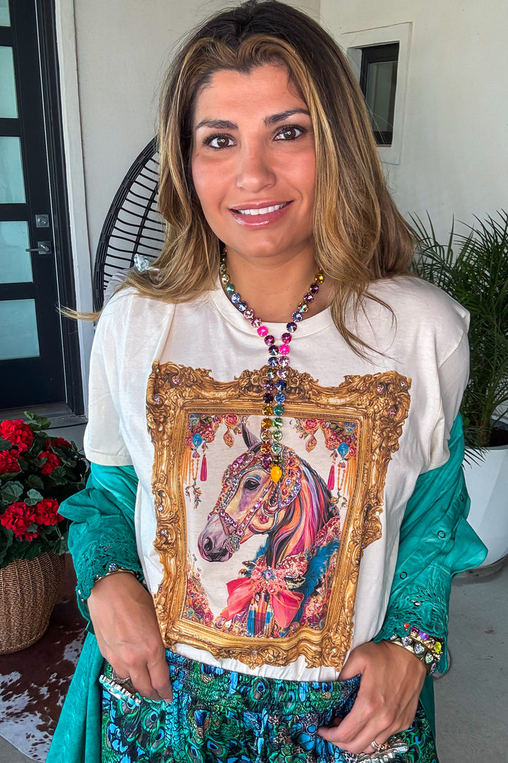 Framed wIth Glamor Horse Tee - 100% Cotton - Made in USA
