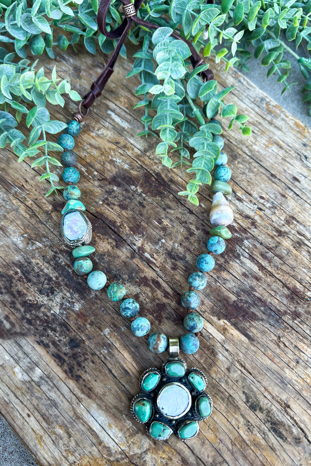 Mother of Pearl, Turquoise and Jasper Ring - Handmade in Texas