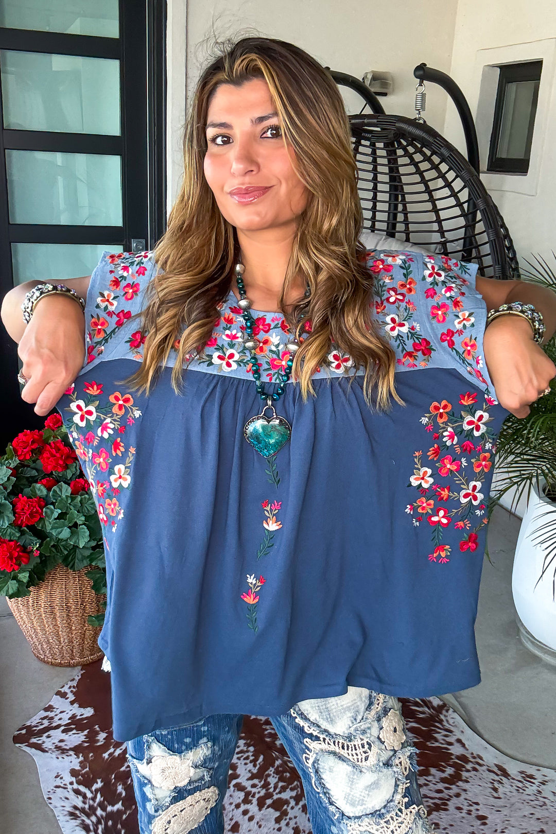 AHB EXCLUSIVE: Taking Hearts Top - Denim