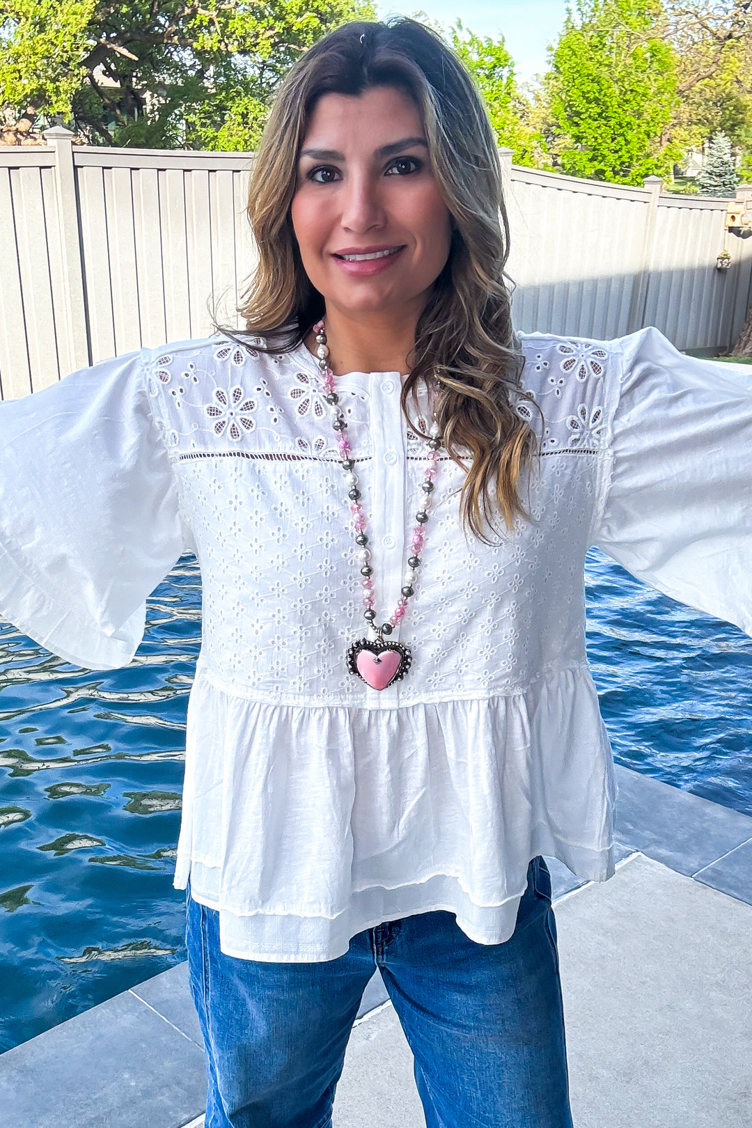 Garden Veil Eyelet Top - 100% Cotton -White
